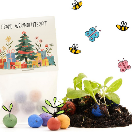 10x5 Blumenmurmeln im Tütchen "Frohe Weihnachtszeit"