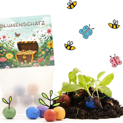 10x5 Blumenmurmeln im Tütchen – Blumenschatz