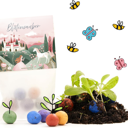 10x5 Blumenmurmeln im Tütchen – Blütenzauber