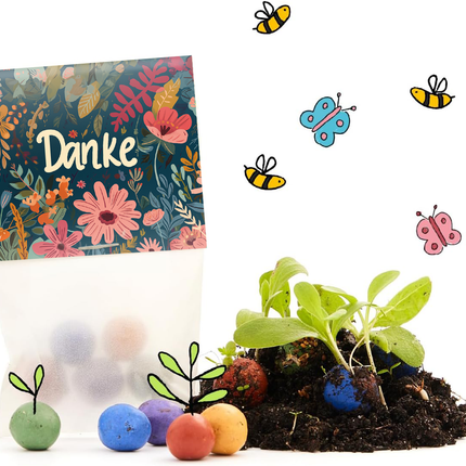 10x5 Blumenmurmeln im Tütchen – Danke