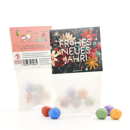 10x5 Blumenmurmeln im Tütchen "Frohes Neues Jahr"
