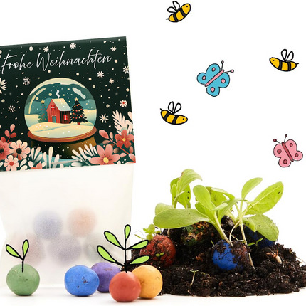 10x5 Blumenmurmeln im Tütchen "Schneekugel"