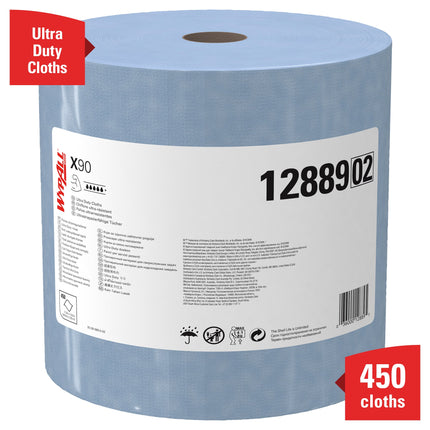 WypAll® X90 PowerClean - Großrolle / Blau - 1 Roll  x 450 Sheets | Karton (1 Rolle)