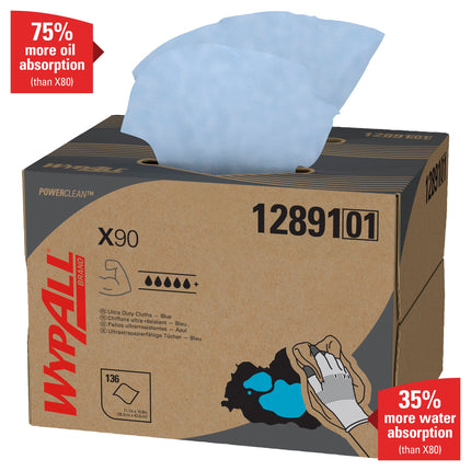 WypAll® X90 PowerClean - BRAG™ Box / Blau - 1 Brag Box  x 136 Sheets | Karton (1 Box)