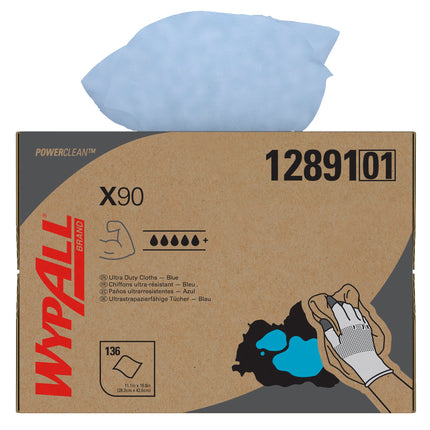WypAll® X90 PowerClean - BRAG™ Box / Blau - 1 Brag Box  x 136 Sheets | Karton (1 Box)