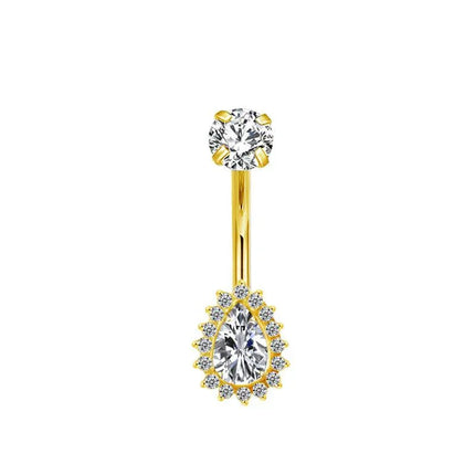 Bauchnabelpiercing aus TITAN mit Tropfen-Halo