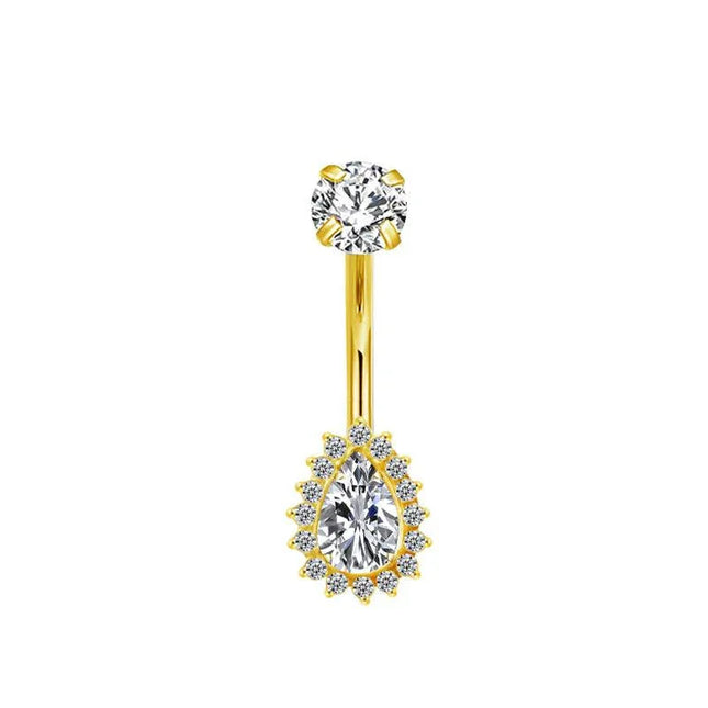 Bauchnabelpiercing aus TITAN mit Tropfen-Halo