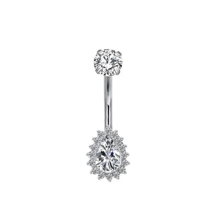 Bauchnabelpiercing aus TITAN mit Tropfen-Halo