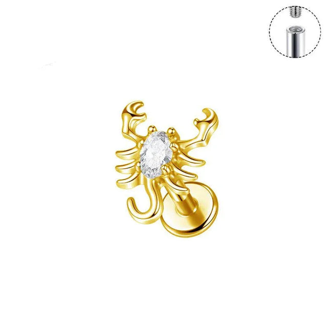 Labret aus Titan mit Skorpion Design