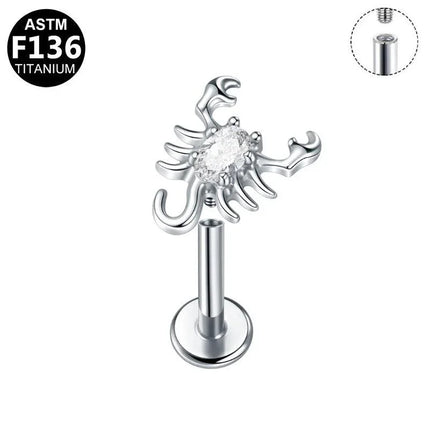 Labret aus Titan mit Skorpion Design