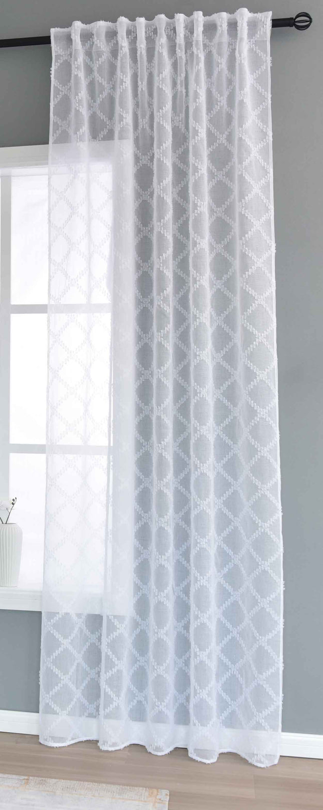 Gardine HxB 245x140 cm Natur Diamond »VALENCIA« Multiband Aufhängung Scherli Transparent Leinen-Optik 2023430