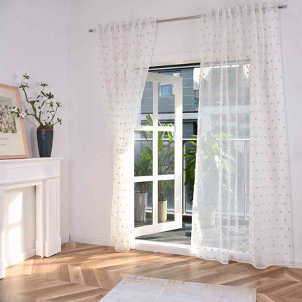 Gardine HxB 245x140 cm Natur Taupe Pompom »VALENCIA« Multiband Aufhängung Scherli Transparent Leinen-Optik 2023470
