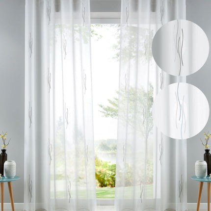 Gardine Ösen Jacquard Muster Kils Schal Sichtschutz Transparent Voile Lichtdurchlässig 10000140