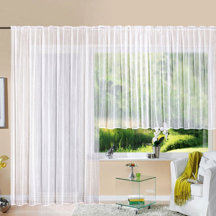 Gardine Store Jacquard Isabella Kräuselband Universalband Weiß Längsstreifen Transparent Raschel-Gewebe Vorhang Wohnzimmer 13145