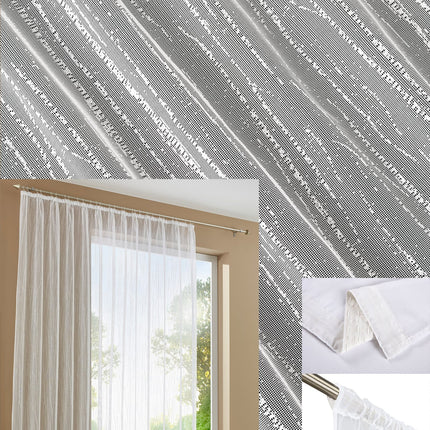 Gardine Store Jacquard Isabella Kräuselband Universalband Weiß Längsstreifen Transparent Raschel-Gewebe Vorhang Wohnzimmer 13145