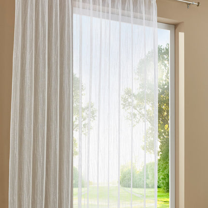 Gardine Store Jacquard Isabella Kräuselband Universalband Weiß Längsstreifen Transparent Raschel-Gewebe Vorhang Wohnzimmer 13145