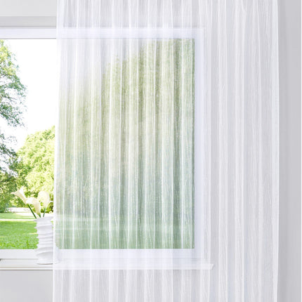 Gardine Store Jacquard Isabella Kräuselband Universalband Weiß Längsstreifen Transparent Raschel-Gewebe Vorhang Wohnzimmer 13145