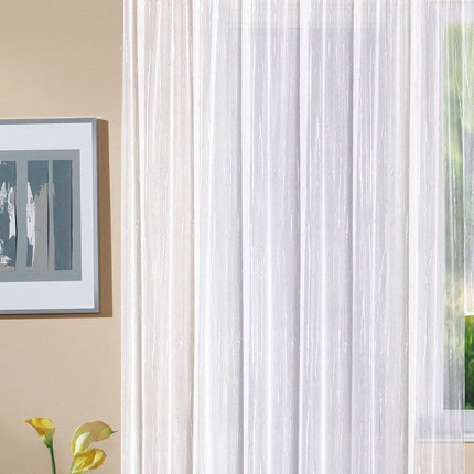 Gardine Store Jacquard Isabella Kräuselband Universalband Weiß Längsstreifen Transparent Raschel-Gewebe Vorhang Wohnzimmer 13145