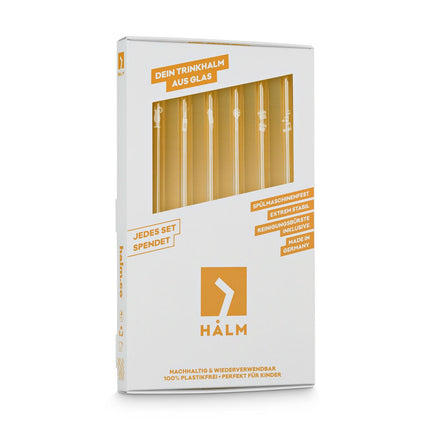 Birthday Party Edition 6x Glasstrohhalme mit gravierten Motiven - 15cm, 20cm, 23cm