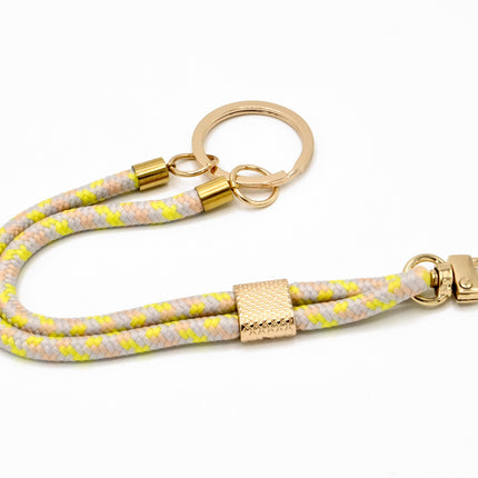 Schlüsselanhänger aus Seil mit Karabiner Gelb Mix
