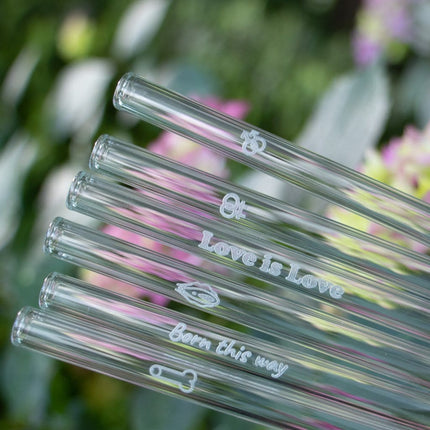 LGBTQ Pride Motive Edition 6x20cm Glasstrohhalme mit gravierten