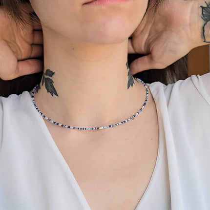 Perlenkette Blautöne – Zarte Perlenkette Blau