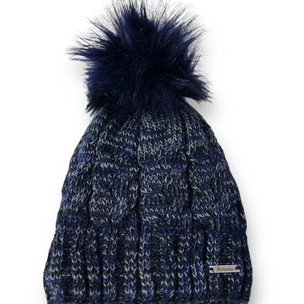 Günstige Strickmütze mit Glitzer » warme Wintermütze mit Fleece Innenfutter » Bommelmütze mit feinen Glitzerfäden