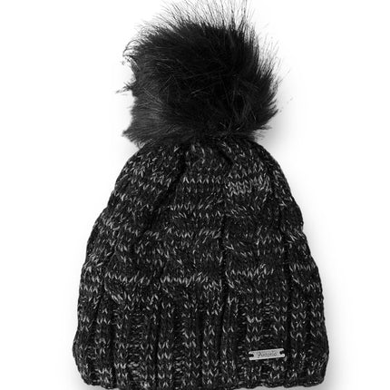 Günstige Strickmütze mit Glitzer » warme Wintermütze mit Fleece Innenfutter » Bommelmütze mit feinen Glitzerfäden