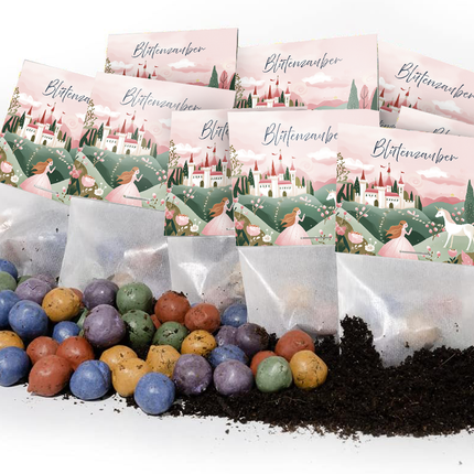 10x5 Blumenmurmeln im Tütchen – Blütenzauber