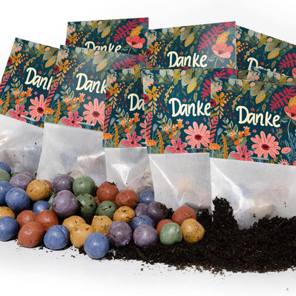 10x5 Blumenmurmeln im Tütchen – Danke