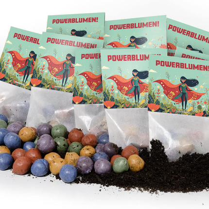 10x5 Blumenmurmeln im Tütchen – Powerblumen