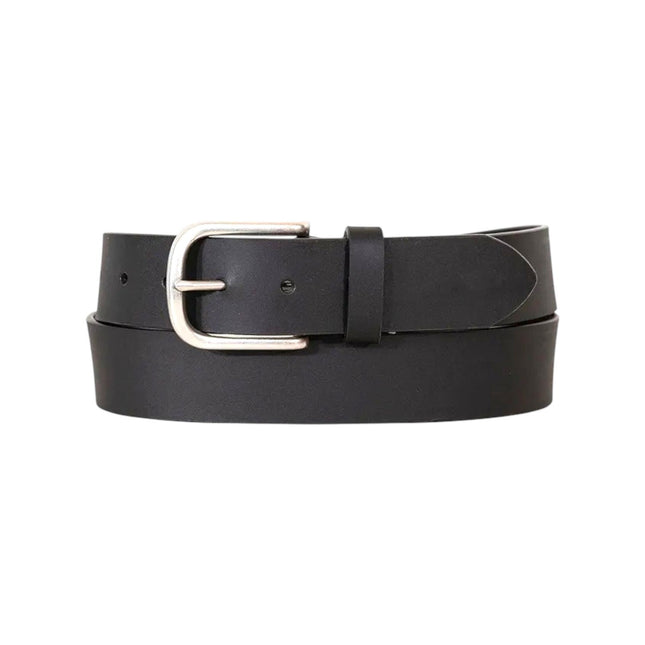 Damen Gürtel Schwarz 3,5cm » Ledergürtel mit Silber Schnalle » Echt Leder Damengürtel » schwarz matt