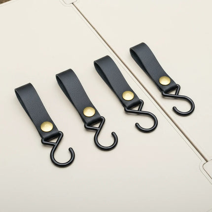 4-Set Camping Aufbewahrungshaken – Wiederverwendbarer PU Leder Haken für Wohnmobil & Outdoor