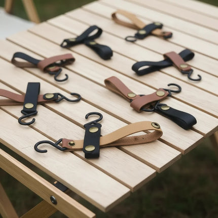 4-Set Camping Aufbewahrungshaken – Wiederverwendbarer PU Leder Haken für Wohnmobil & Outdoor