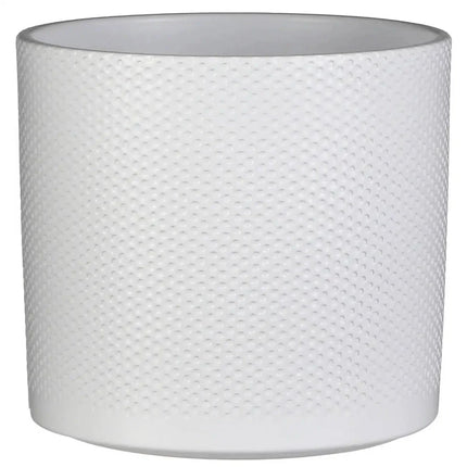 Großer Blumentopf Weiß mit Relief – Pflanzkübel aus Keramik Ø21xH23cm – Eleganter Übertopf für Zimmerpflanzen & Bodenpflanzen