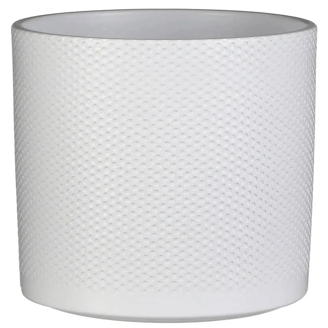 Großer Blumentopf Weiß mit Relief – Pflanzkübel aus Keramik Ø21xH23cm – Eleganter Übertopf für Zimmerpflanzen & Bodenpflanzen