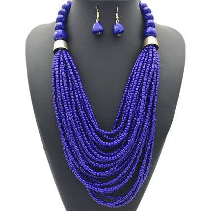 Acryl-Perlen Schmuck-Set – Halskette & Ohrringe, Statement/Choker, African Style, Damen