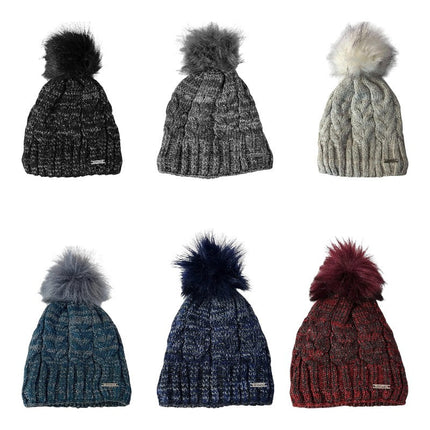 Günstige Strickmütze mit Glitzer » warme Wintermütze mit Fleece Innenfutter » Bommelmütze mit feinen Glitzerfäden
