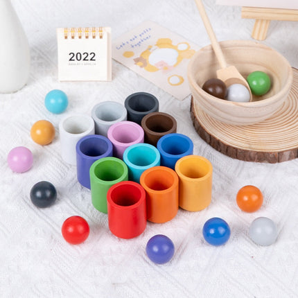 Montessori Kugel Sortier- und Zuordnungsspiel aus Holz mit 12 Farben – Puzzle für Farberkennung & frühkindliche Bildung