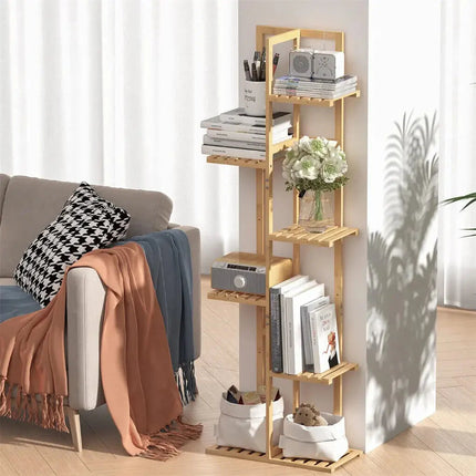 Bambus Pflanzenregal 124cm Hoch – Schwerlast Pflanzentreppe Indoor & Outdoor – Mehrstöckiges Blumenregal Holz für bis zu 50kg