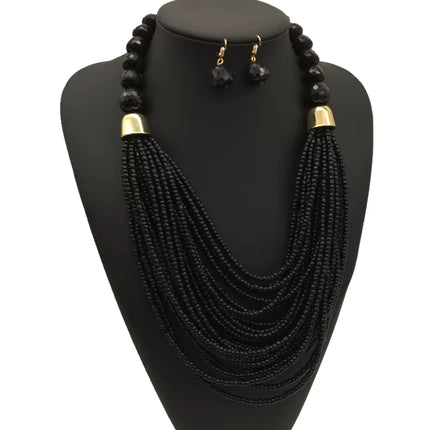 Acryl-Perlen Schmuck-Set – Halskette & Ohrringe, Statement/Choker, African Style, Damen