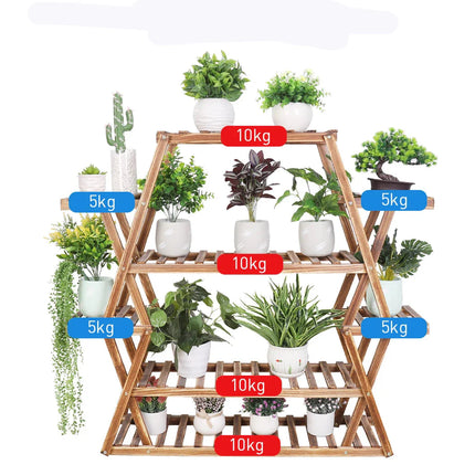 Pflanzenständer aus Massivholz – Multifunktionales Blumenregal aus Kiefernholz – Holz Pflanzenregal für Balkon, Garten & Wohnzimmer – 94x25x106cm