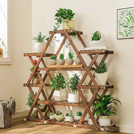 Pflanzenständer aus Massivholz – Multifunktionales Blumenregal aus Kiefernholz – Holz Pflanzenregal für Balkon, Garten & Wohnzimmer – 94x25x106cm