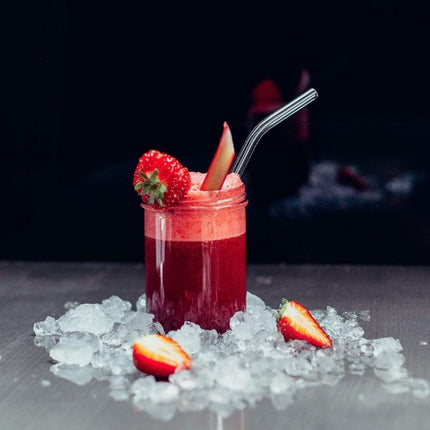 6x 20cm (Gebogen) Glasstrohhalme