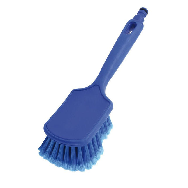 STIELBÜRSTE MIT KURZEM GRIFF, WASSERDURCHLAUF, PBT BLAU