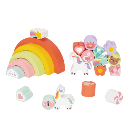 Holz Einhorn Balance Stapelspiel – Montessori Baustein-Set für Kleinkinder