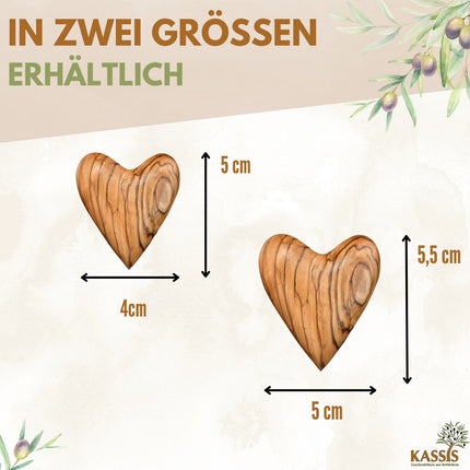 Personalisiertes Olivenholz Herz mit Gravur | Handschmeichler als liebevolles Geschenk für Hochzeit, Valentinstag & Jubiläum