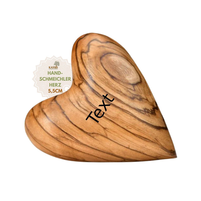 Personalisiertes Olivenholz Herz mit Gravur | Handschmeichler als liebevolles Geschenk für Hochzeit, Valentinstag & Jubiläum