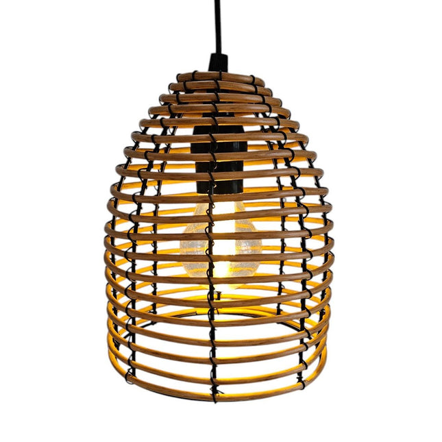 Hängeleuchte LED Rattan Optik Außen Innenbereich 18x16 cm Gartenbeleuchtung