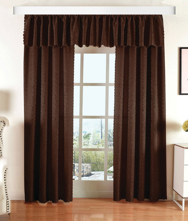 Halley Damast Gardinen Set, 5 Teile, eingenähtes Kräuselband bewährte Jacquard Qualität, blickdicht 20108